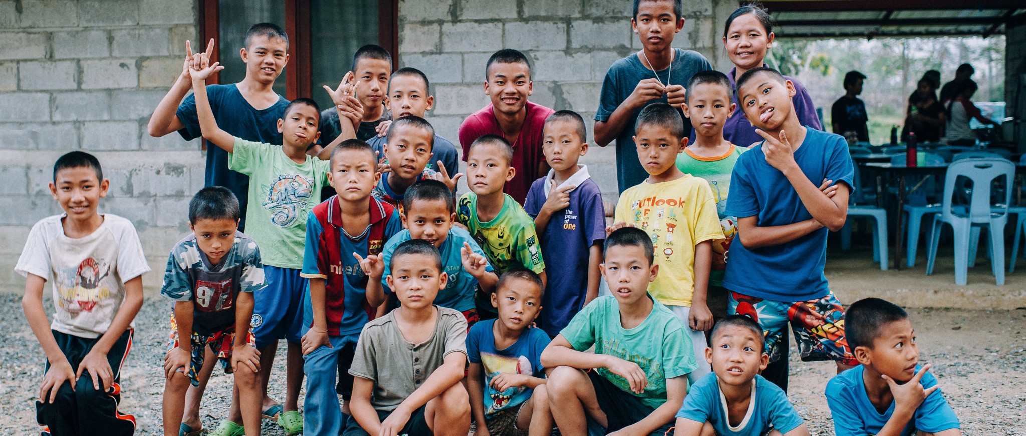A group of children posing together